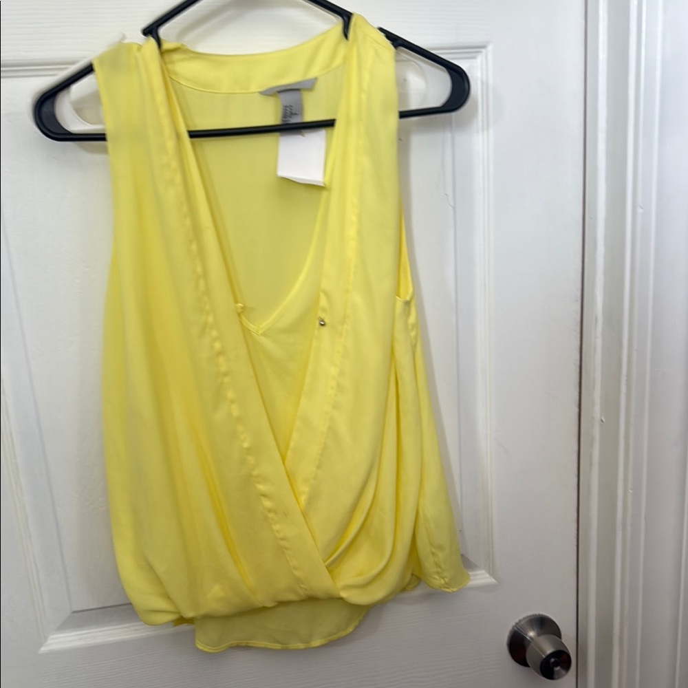 H&M Yellow Sleeveless Wrap Tank Top